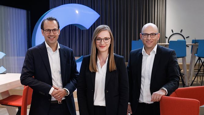 Die Geschäftsleitung der Bank Cler von links nach rechts: Samuel Meyer, Sarah Braun und Philippe Lejeune