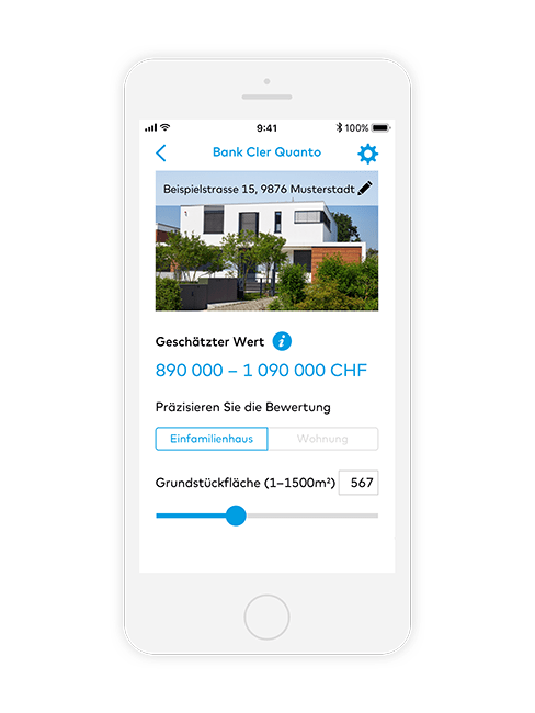 Geschätzer Preis eines Hauses mithilfe der Quanto App